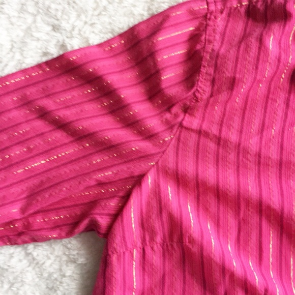 6/$20Basic Editions pink gold stripebutton up sz L - Picture 2 of 8